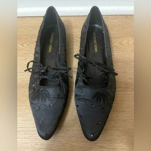 Newport News Black Embroidered Flats